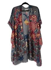 Woven Heart Gray Moody Floral Kimono