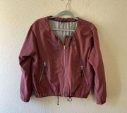 Athleta Chill Bomber Jacket, Crushed Berry Size Small Full Zip Collarless Lined