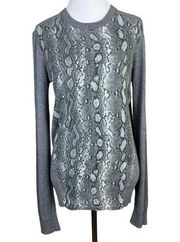 Magaschoni Sweater Medium Gray Snake Silk Cashmere Lightweight‎ Crewneck