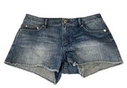 Michael Kors’ Women's Blue Denim Shorts with Frayed Edges Size 6 Casual