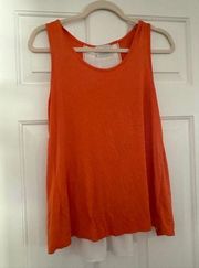 Women’s Orange Sleeveless Top Ruffle Back