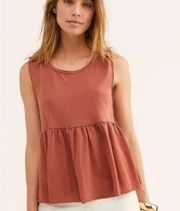 We The Free  | Free People Anytime Peplum High-Low Ruffle Tank Rust Sleeveless