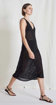 Black Crochet Linen Mia Tank Dress S