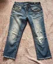 Miss Me Denim Jeans Womens 28 Cuffed Capri Leg Blue Denim Casual