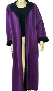 Newport News Reversable Long duster coat purple & black size large