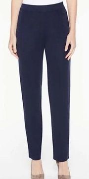 Exclusively Misook Pull On Wide Straight Leg Acrylic Knit Pants Navy Blue XL