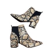 Lulus Chunky Heel Snake Booties