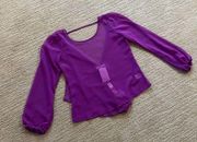 YA Los Angeles Purple Open Back Long Sleeve Blouse