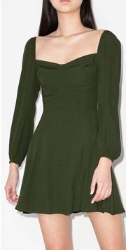 reformation green mochi long sleeve sweetheart mini dress