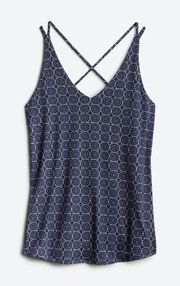 Blue Criss-Cross Back Detail Knit Tank