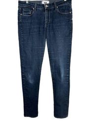 Paige Jeans Size 30 Navy Blue Skyline Skinny Mid Rise Stretch Cotton Denim 485