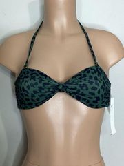 New. AQUA green leopard print bikini top.