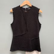 Theory Black Cotton Linen Blend Sleeveless Top size M