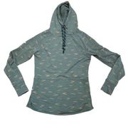 Title Nine women's medium pull over hoodie sweatshirt long sleeve green print go