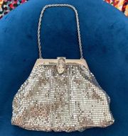 Vintage 40s/50s Whiting & Davis Art Deco Silver Mesh Chain Evening Bag