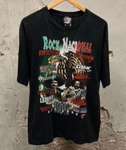 Vintage Rock Nacional Embroidered Mexican Festival Double Sided Graphic Tee XL
