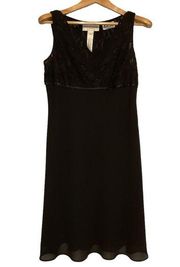 Evan Picone black lace top chiffon bottom dress 12