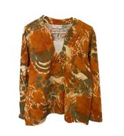 1x Plus Size Blouse by  Multicolor shirt orange EUC long sleeve