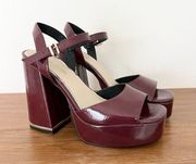dolly platform sandals burgundy size 8 new