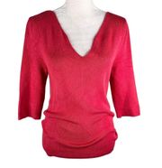 Soft Surroundings Pimi Sweater Medium Red V-Neck Gold Beads