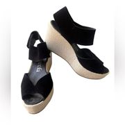 Pedro GARCIA Demi - csp Peep Toe Black Suede Espadrilles Wedges 36.5