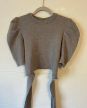 Petal & Pup Grey Puff Sleeve Sweater 