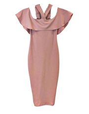 NWT Nookie Women's Size Small Pink Hermosa Off Shoulder Elegant Midi Dress