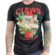 Christmas T-Shirt Claws Is Coming To Town Small Black Holiday Graphic