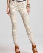 Free People Ankle Pant Jean Ikat Print Cropped Skinny Women’s Sz 29