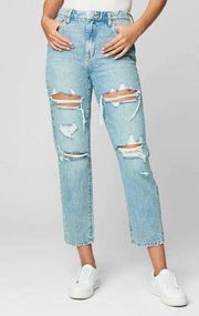 NWT Blank NYC The Madison Cropped High Rise Distressed Denim Blue Jeans Size 32