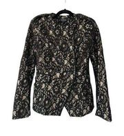 BEBE Beige Black Lace Button Jacket Size Small