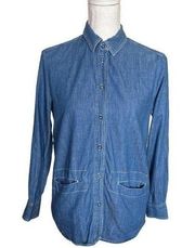 & Other Stories Womens Button Up Chambray Top Size 4 Long Sleeves Front Pockets