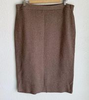 J. Jill Knit Pencil in Mocha Heather Brown Cotton Blend Pull-on Skirt Large Tall