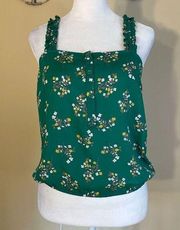 NWT! 19 Cooper Green Yellow Floral Ruffle Strap Tank Top XS