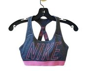 Nike Retro Criss Cross Sports Bra Top Grey Pink Size Small