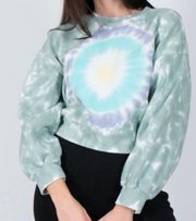 🆕 NWOT  | Balloon Sleeve Cropped Crewneck Sweatshirt | Spun Tie Dye