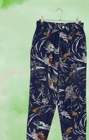 British Khaki by Robert Lighton Blue Snow Winter Holiday Print Trousers 8