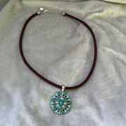 Chaps blue stones, brown 18 inch necklace