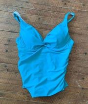 Venus blue ruched sides size 4 tankini swim top