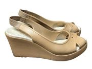 Crocs  Shoes Women's Size 8 Farrah Peeptoe Platform Wedges Tan