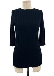 Chloe Black Exposed Zip Half Sleeve Cashmere Sweater Size XS