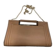 Melie Bianco Purse Womens Tan Celie Clutch Gold Chain Bag Cocktail Formal Vegan