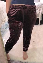 LOGO size medium burgundy velvet sheen jogger pant