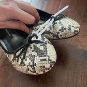 new french connection black reptile snakeskin vegan leather ballet flats size 8
