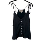 Dolan you’re off to great places Black silky spaghetti strap tank top tassels M