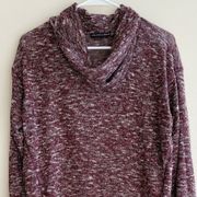 Harlowe & Graham Maroon Cowl Neck Sweater, Heathered Fall Sweater, Size Medium