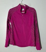 Danskin Now Raspberry Dark Pink 1/2 Zip Long Sleeve Athletic Top With Thumbholes