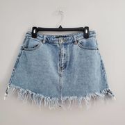 Forever 21 Frayed Edge Mini Blue Jean Skirt L