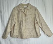 Studio Works Oatmeal Embroidered Eyelet Button Down Lined Jacket Women’s Size 1X