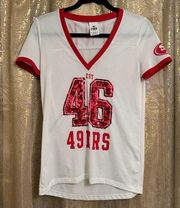 PINK Victorias Secret San Francisco 49ers NFL White Red Sequin Jersey Small